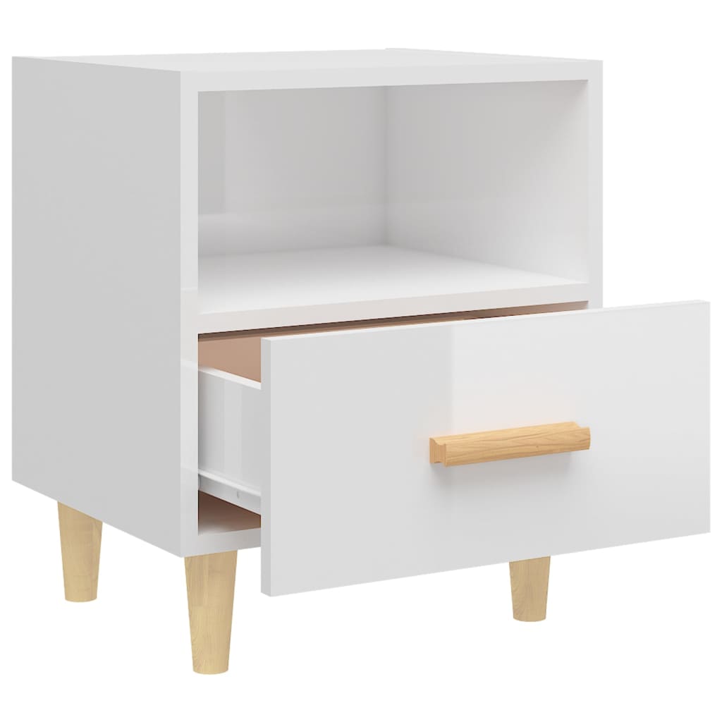 Nachttische 2 Stk. Hochglanz-Weiss 40x35x47 cm